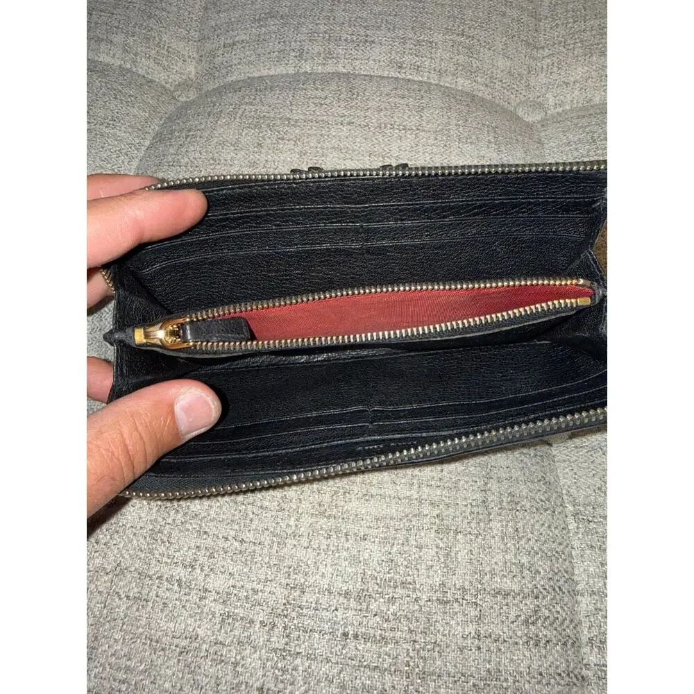 Miu Miu Black Leather Studded Bow Zip Wallet – Red Jewels, Gold Hardware, Italy